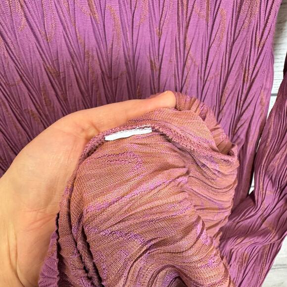 Zara Women's Purple & Gold Textured Jacquard Midi Dress Size Medium - Picture 6 of 9